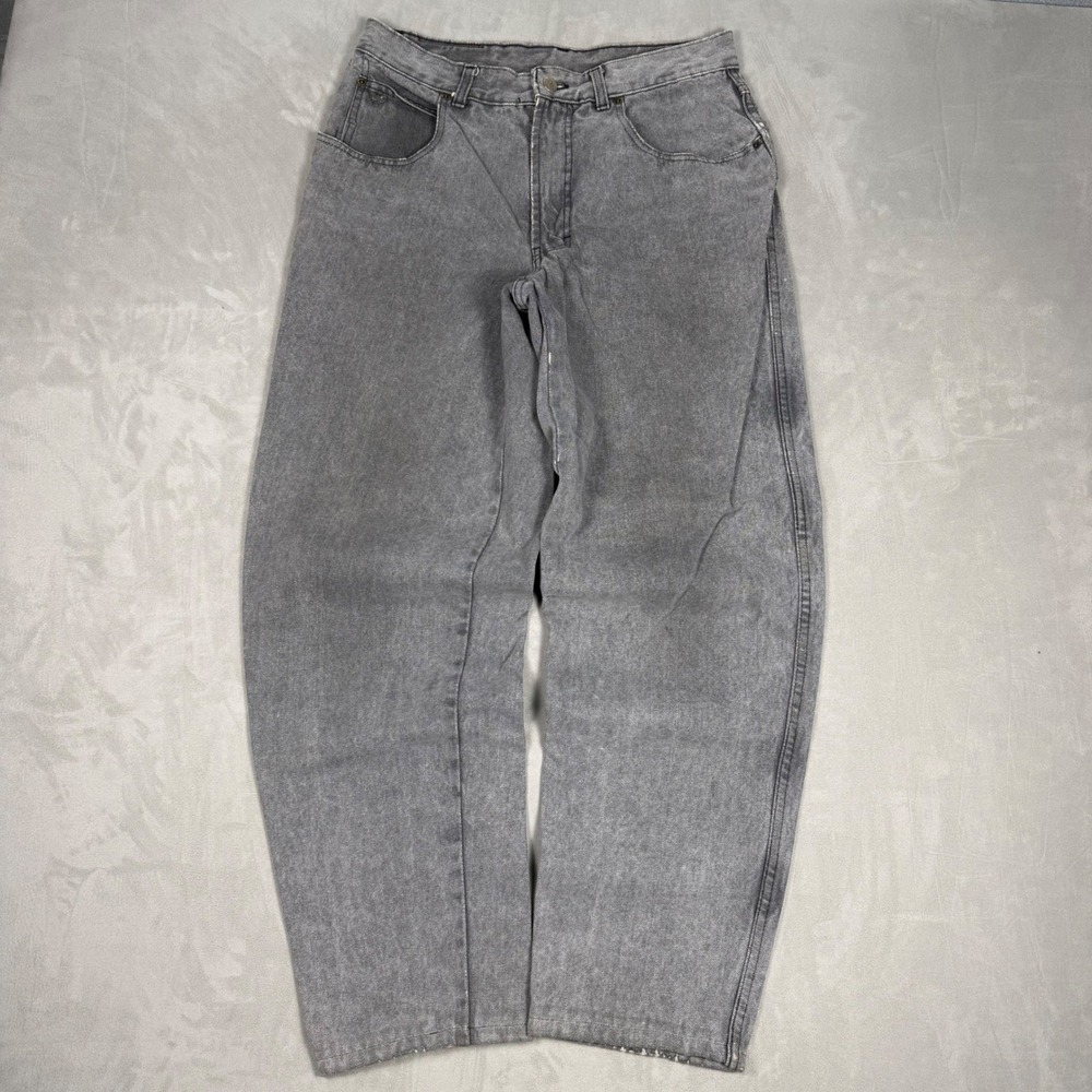 90s Mens POP84 Acid Wash Tapered Relaxed Fit Grey Denim Jeans Size 40 - Picture 3 of 9